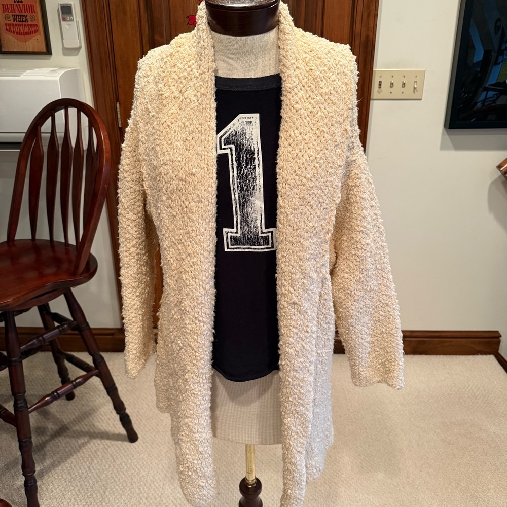 Free People Day Dreamer Boucle Cream Chunky Knit Cardigan